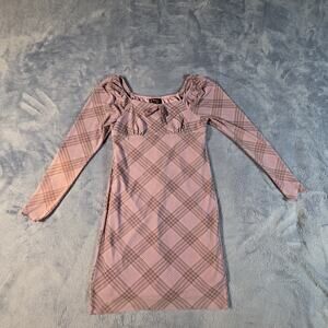 Art Class Girls Size S 6/6X Purple Plaid Long Sleeve Dress Y2K Style